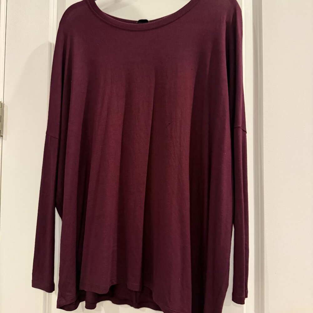 Athleta Relaxed Burgundy Long Sleeve Tee